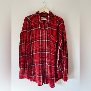 Free People flannel plaid top size large